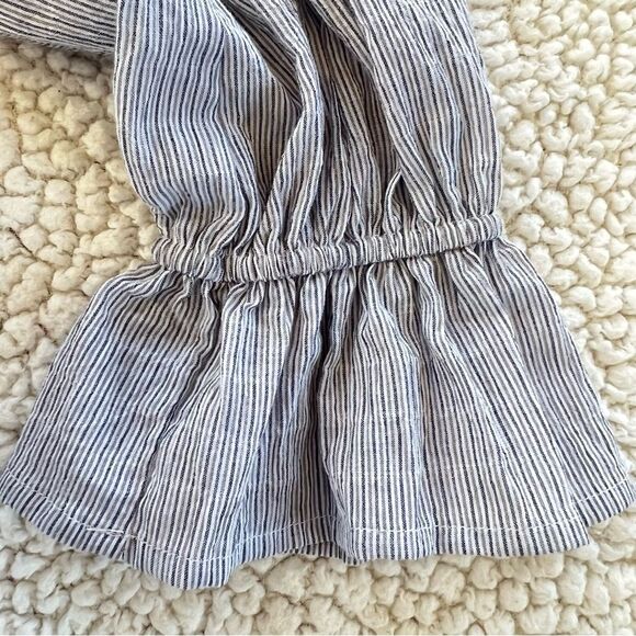 A.N.A. New Long Sleeve Peasant Boho Gray Striped Ruffle High Neck Blouse Top - Picture 15 of 16